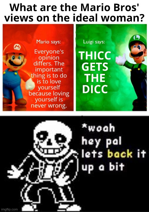 luigi being luigi as always | image tagged in memes,funny,mario,mario bros views,woah hey pal lets back it up a bit | made w/ Imgflip meme maker