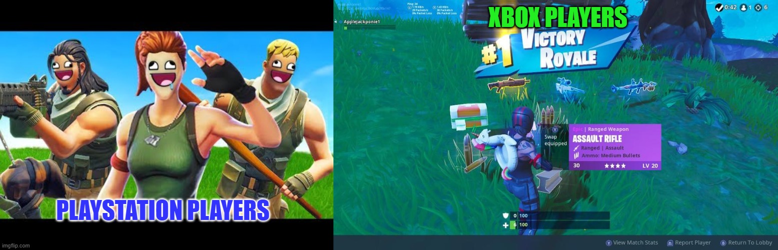 xbox rules playstation sucks | XBOX PLAYERS; PLAYSTATION PLAYERS | image tagged in funny | made w/ Imgflip meme maker