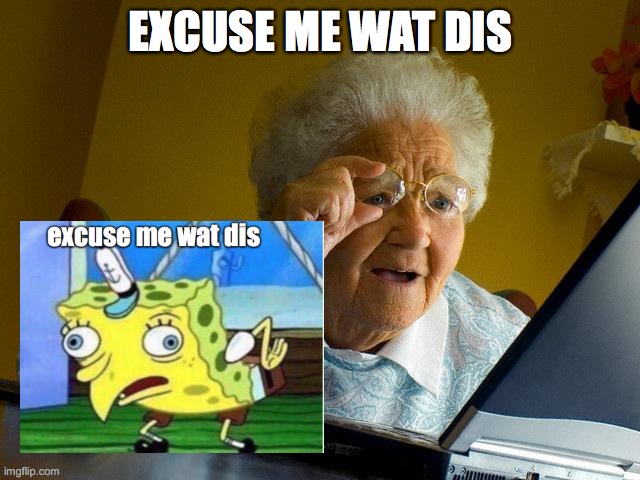 Grandma Finds The Internet | EXCUSE ME WAT DIS | image tagged in memes,grandma finds the internet | made w/ Imgflip meme maker