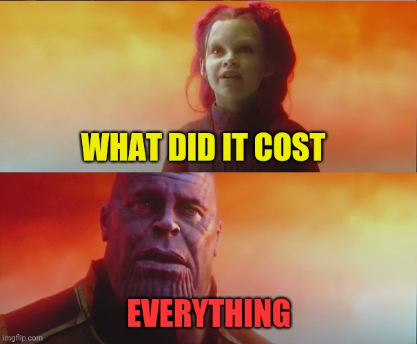 What did it cost? Everything. | WHAT DID IT COST EVERYTHING | image tagged in what did it cost everything | made w/ Imgflip meme maker