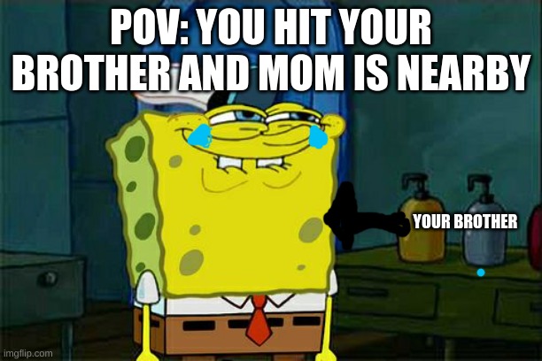 Don't You Squidward Meme | POV: YOU HIT YOUR BROTHER AND MOM IS NEARBY; YOUR BROTHER | image tagged in memes,don't you squidward | made w/ Imgflip meme maker