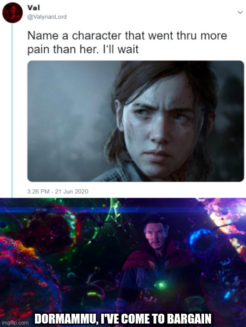 Doctor Strange, amazing person | DORMAMMU, I'VE COME TO BARGAIN | image tagged in name one character who went through more pain than her,doctor strange,marvel | made w/ Imgflip meme maker