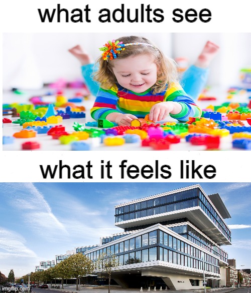 adults don't know nothin' | what adults see; what it feels like | image tagged in bruh | made w/ Imgflip meme maker