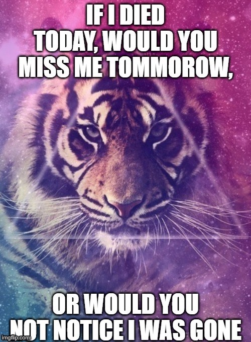 Probably just forget about me, what have I ever done. And don’t gimme any of the “i WiLl dIe tOo* bull shit | made w/ Imgflip meme maker