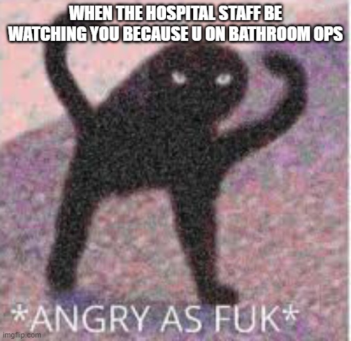 *ANGRY AS FUK* | WHEN THE HOSPITAL STAFF BE WATCHING YOU BECAUSE U ON BATHROOM OPS | image tagged in angry as fuk | made w/ Imgflip meme maker