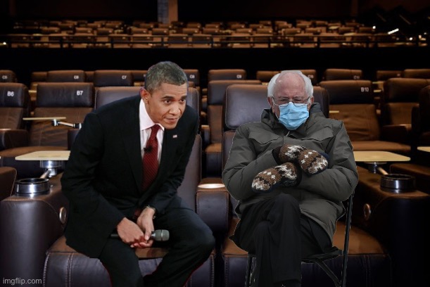 What a nice movie | image tagged in bernie sanders mittens,obama | made w/ Imgflip meme maker