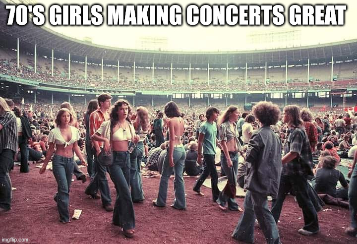 70'S GIRLS MAKING CONCERTS GREAT | image tagged in 70's girls | made w/ Imgflip meme maker