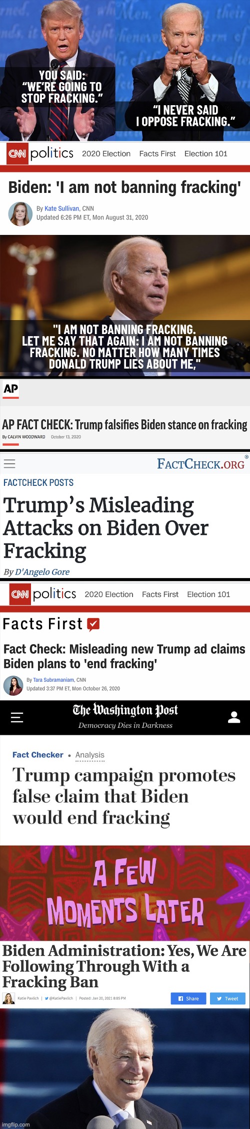 Joey Chiden ends fracking & FactCheckers lie | image tagged in joe biden,fracking | made w/ Imgflip meme maker