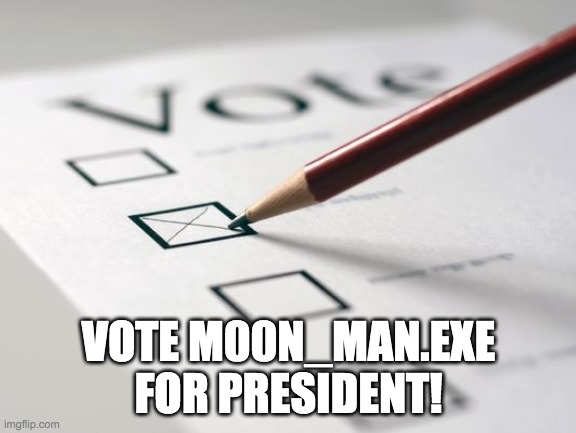 Voting Ballot | VOTE M00N_MAN.EXE FOR PRESIDENT! | image tagged in voting ballot,memes,politics,vote,election | made w/ Imgflip meme maker