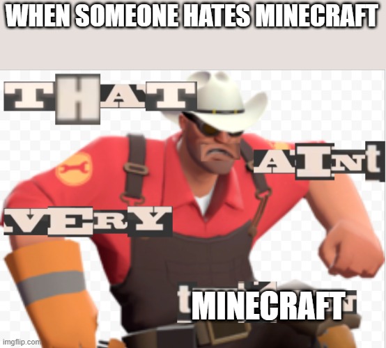 That aint very texan | WHEN SOMEONE HATES MINECRAFT; MINECRAFT | image tagged in that aint very texan | made w/ Imgflip meme maker