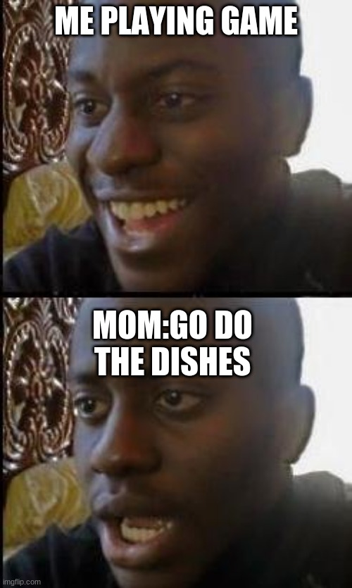 go do the dishes | ME PLAYING GAME; MOM:GO DO THE DISHES | image tagged in funny | made w/ Imgflip meme maker