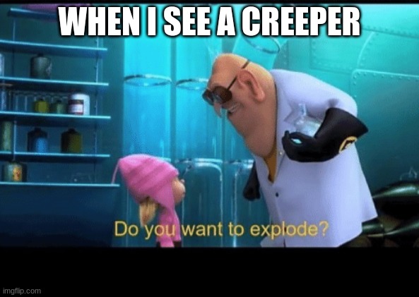 Do you want to explode | WHEN I SEE A CREEPER | image tagged in do you want to explode | made w/ Imgflip meme maker