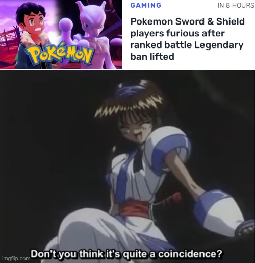 *laughs in strange coincidence* | image tagged in memes,purple nakoruru on top of a tree branch,samurai spirits 2 asura zanmaden,samurai shodown,pokemon,legendary pokemon | made w/ Imgflip meme maker