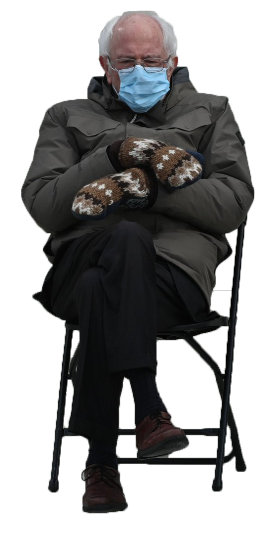 High Quality Bernie Sanders sitting PNG Blank Meme Template
