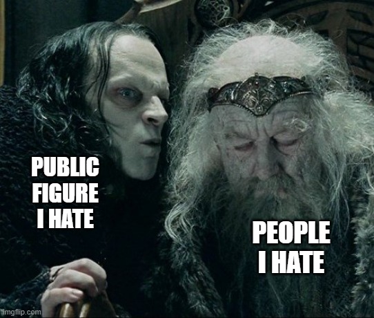 Insert choice of "Other" | PUBLIC FIGURE I HATE; PEOPLE I HATE | image tagged in grins wormtongue | made w/ Imgflip meme maker