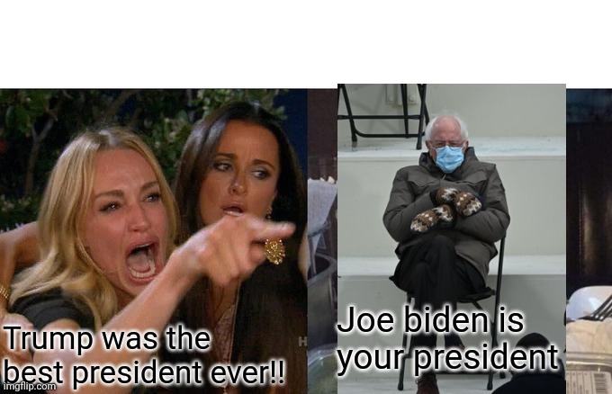 Bernie cat | Joe biden is your president; Trump was the best president ever!! | image tagged in memes,woman yelling at cat | made w/ Imgflip meme maker