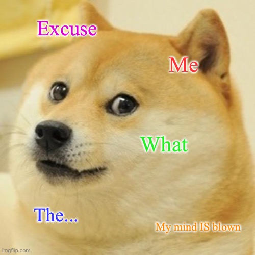 Doge Meme | Excuse Me What The... My mind IS blown | image tagged in memes,doge | made w/ Imgflip meme maker