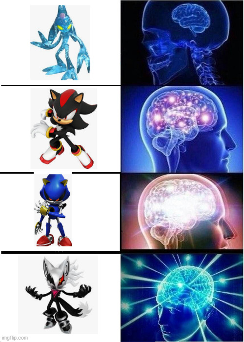 sonic forces enemys | image tagged in memes,expanding brain | made w/ Imgflip meme maker