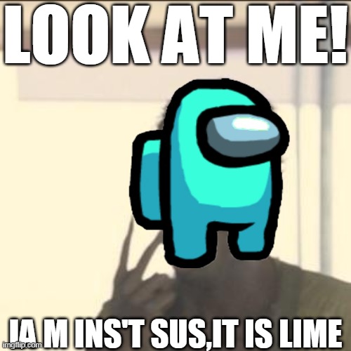 Look At Me Meme | LOOK AT ME! IA M INS'T SUS,IT IS LIME | image tagged in memes,look at me | made w/ Imgflip meme maker
