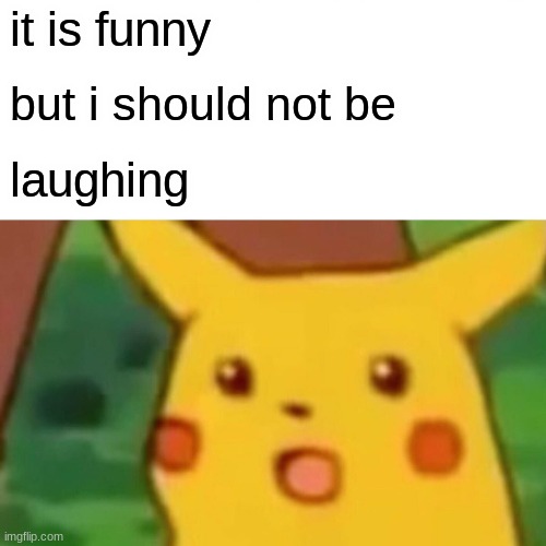 Surprised Pikachu Meme | it is funny but i should not be laughing | image tagged in memes,surprised pikachu | made w/ Imgflip meme maker