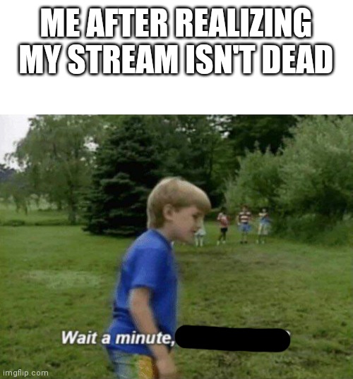 Wait a minute, who are you? | ME AFTER REALIZING MY STREAM ISN'T DEAD | image tagged in wait a minute who are you | made w/ Imgflip meme maker