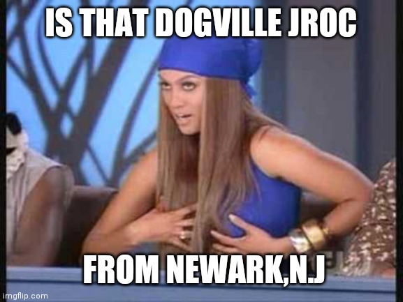 Jroc113 | IS THAT DOGVILLE JROC; FROM NEWARK,N.J | image tagged in tyra banks | made w/ Imgflip meme maker