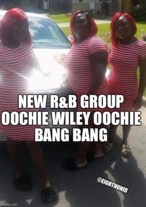 R&B group | NEW R&B GROUP
OOCHIE WILEY OOCHIE
BANG BANG; @EIGHTHUNID | image tagged in singers | made w/ Imgflip meme maker