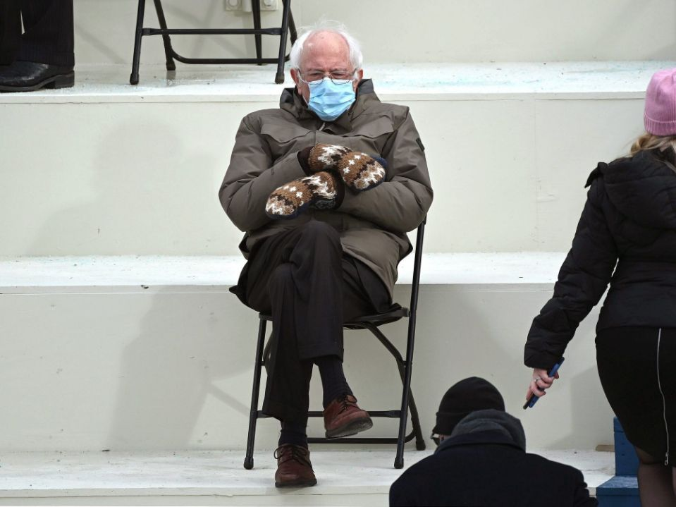High Quality Bernie in Mittens Blank Meme Template