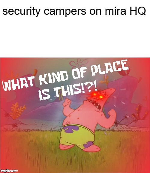 Ngl the security is horrible | security campers on mira HQ | image tagged in memes,what kind of place,is this,among us | made w/ Imgflip meme maker
