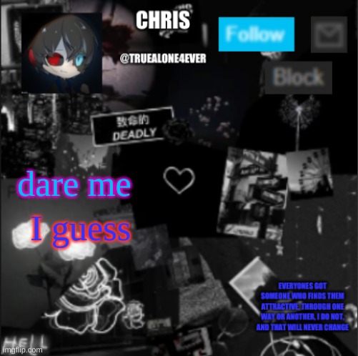 no "use this template" | I guess; dare me | image tagged in chris announcement | made w/ Imgflip meme maker