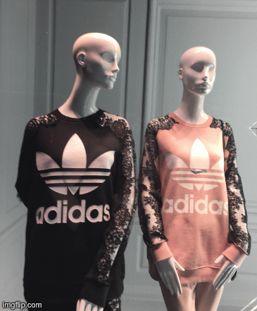 adidas by Stella McCartney | image tagged in fashion,adidas by stella mccartney,window design,saks fifth avenue,brian einersen | made w/ Imgflip images-to-gif maker