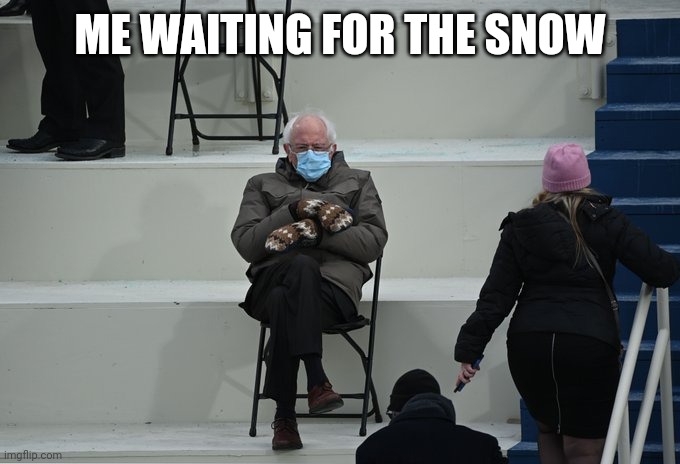 Bernie sitting | ME WAITING FOR THE SNOW | image tagged in bernie sitting,snow | made w/ Imgflip meme maker