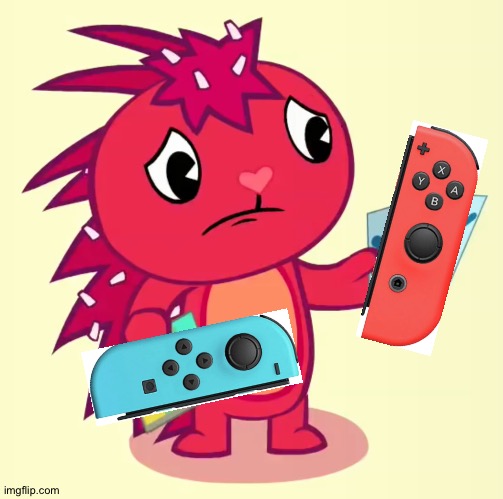 When Flaky's joy cons are broken.... | image tagged in non-amused flaky htf | made w/ Imgflip meme maker