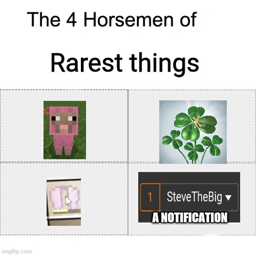 Getting a notification is uneasy | Rarest things; A NOTIFICATION | image tagged in four horsemen | made w/ Imgflip meme maker