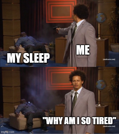 i cant sleep Help | ME; MY SLEEP; "WHY AM I SO TIRED" | image tagged in memes,who killed hannibal | made w/ Imgflip meme maker