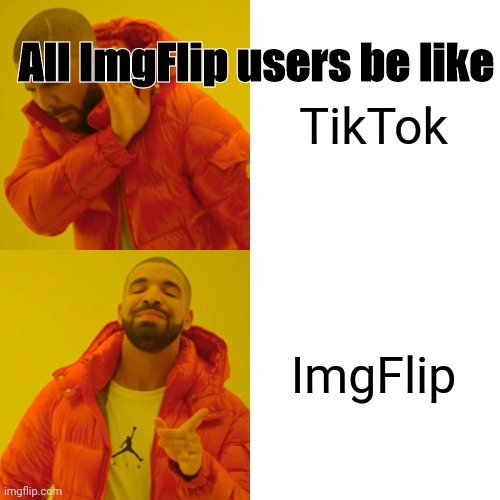 Drake UR face | All ImgFlip users be like; TikTok; ImgFlip | image tagged in drake | made w/ Imgflip meme maker