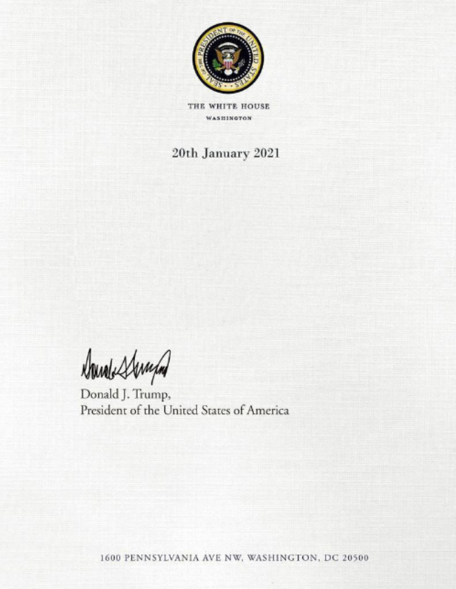 High Quality Trump Letter January 20th Blank Meme Template