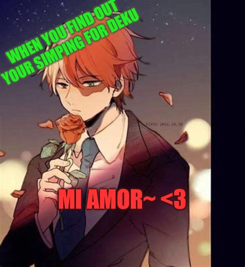 #relatable | WHEN YOU FIND OUT YOUR SIMPING FOR DEKU; MI AMOR~ <3 | image tagged in todoroki,deku,lol | made w/ Imgflip meme maker