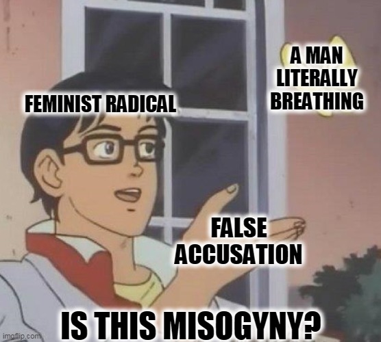 is this butterfly | A MAN
LITERALLY
BREATHING; FEMINIST RADICAL; FALSE
ACCUSATION; IS THIS MISOGYNY? | image tagged in is this butterfly | made w/ Imgflip meme maker