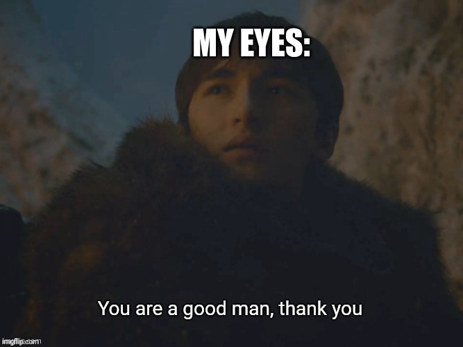You are a good man, thank you | MY EYES: | image tagged in you are a good man thank you | made w/ Imgflip meme maker