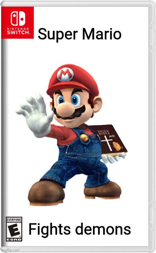 Sequel: Luigi passes the sacrament |  Super Mario; Fights demons | image tagged in oof,f | made w/ Imgflip meme maker