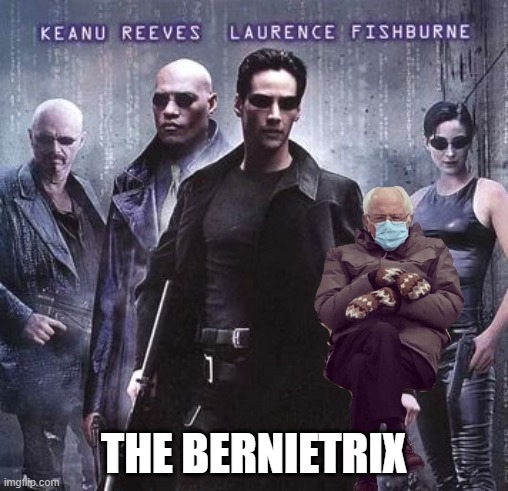 Bernietrix | THE BERNIETRIX | image tagged in bernie mittens | made w/ Imgflip meme maker
