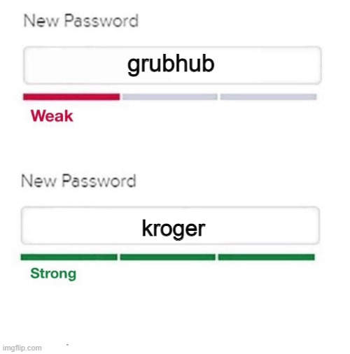 Grubhub is a ripoff of mcdonalds | grubhub; kroger | image tagged in password meme | made w/ Imgflip meme maker