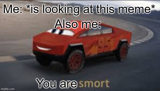 I am smort | Me: *is looking at this meme* Also me: You are | image tagged in i am smort | made w/ Imgflip meme maker