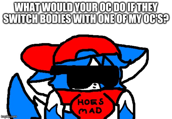 Brrrrrrrrr | WHAT WOULD YOUR OC DO IF THEY SWITCH BODIES WITH ONE OF MY OC'S? | image tagged in clear hoes mad | made w/ Imgflip meme maker