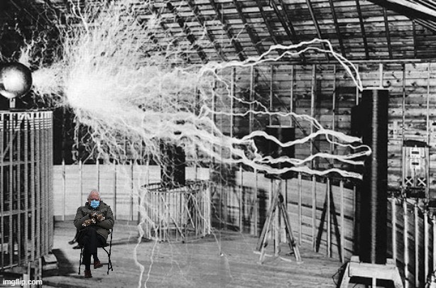 Tesla Bernie | image tagged in nikola tesla | made w/ Imgflip meme maker