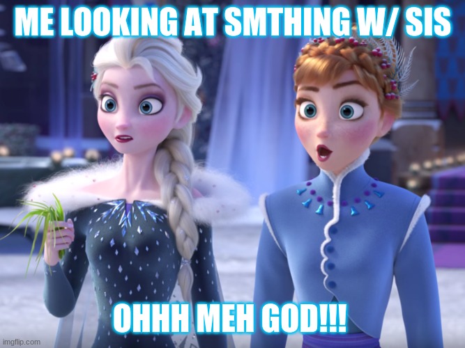 me and my best friend i call her my sis) meme lol | ME LOOKING AT SMTHING W/ SIS; OHHH MEH GOD!!! | image tagged in elsa and anna shocked | made w/ Imgflip meme maker