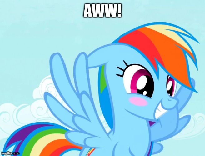 Amusy Blushed Rainbow Dash (MLP) | AWW! | image tagged in amusy blushed rainbow dash mlp | made w/ Imgflip meme maker