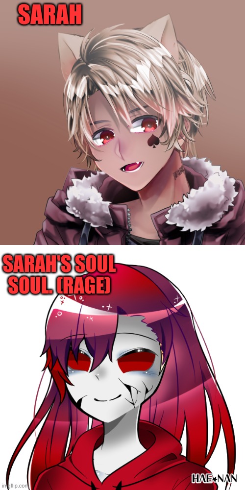 She absorbed Rage whenever her Brother died. He had been in possession of rage for a while. | SARAH; SARAH'S SOUL SOUL. (RAGE) | made w/ Imgflip meme maker