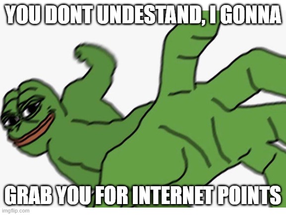 Internet be like | YOU DONT UNDESTAND, I GONNA; GRAB YOU FOR INTERNET POINTS | image tagged in funny meme | made w/ Imgflip meme maker